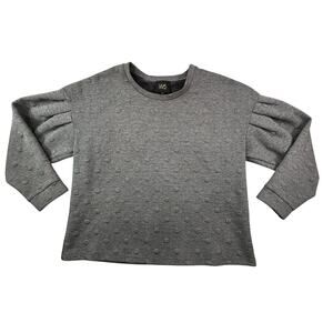 W5 Puff Sleeve Raised Dot Woman's Plus Size Medium Grey Sweater